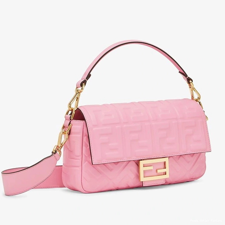Vintage HOT Fendi Baguette In Bag Nappa Medium Leather Motif Pink FF 0730